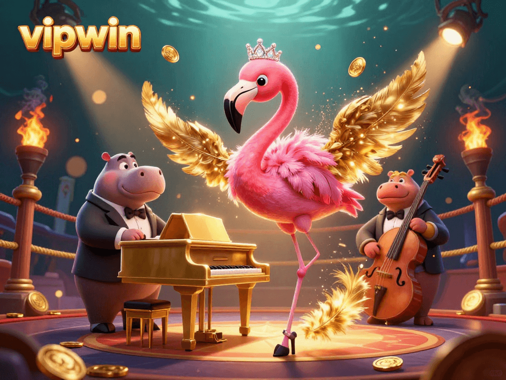Experience the thrill of gaming at vipwin with vibrant characters and gambling elements.