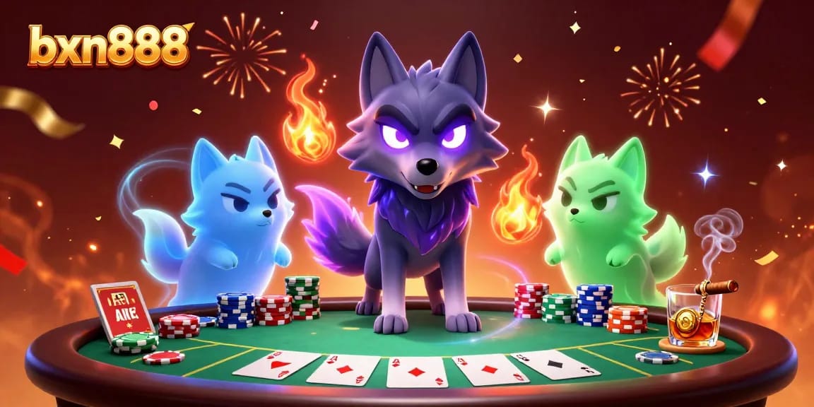 Experience thrilling poker action with bxn888's vibrant casino atmosphere and dynamic characters.